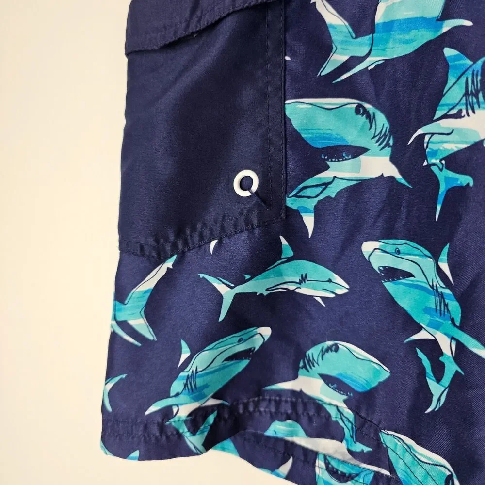 Cat & Jack Boys Swim‎ Trunks Board Shorts Sharks Blue Husky 8/10 Youth